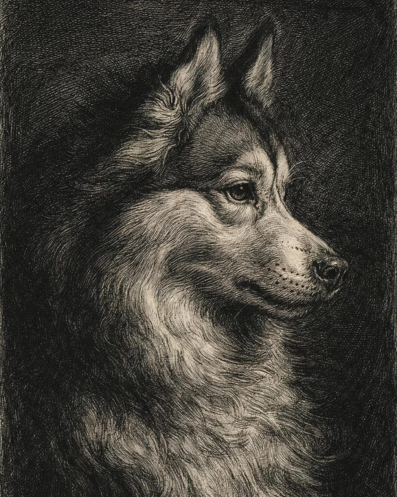 bespoke pet portrait of a husky